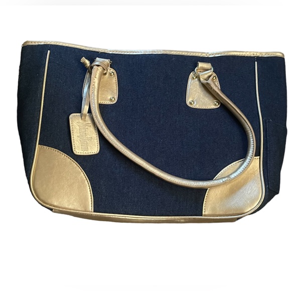 Neiman Marcus  Blue and Gold medium tote - Picture 1 of 6